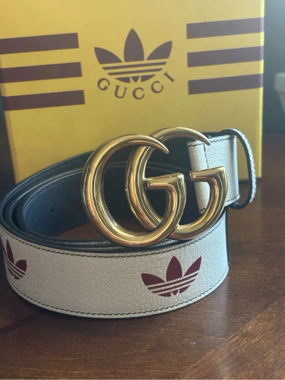 Gucci X Adidas Double G Logo Leather Belt